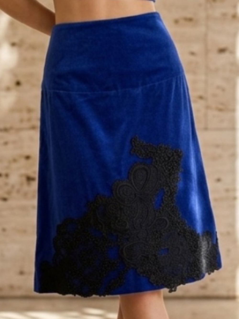 Vintage Anthropologie Velvet Lace Beaded Skirt